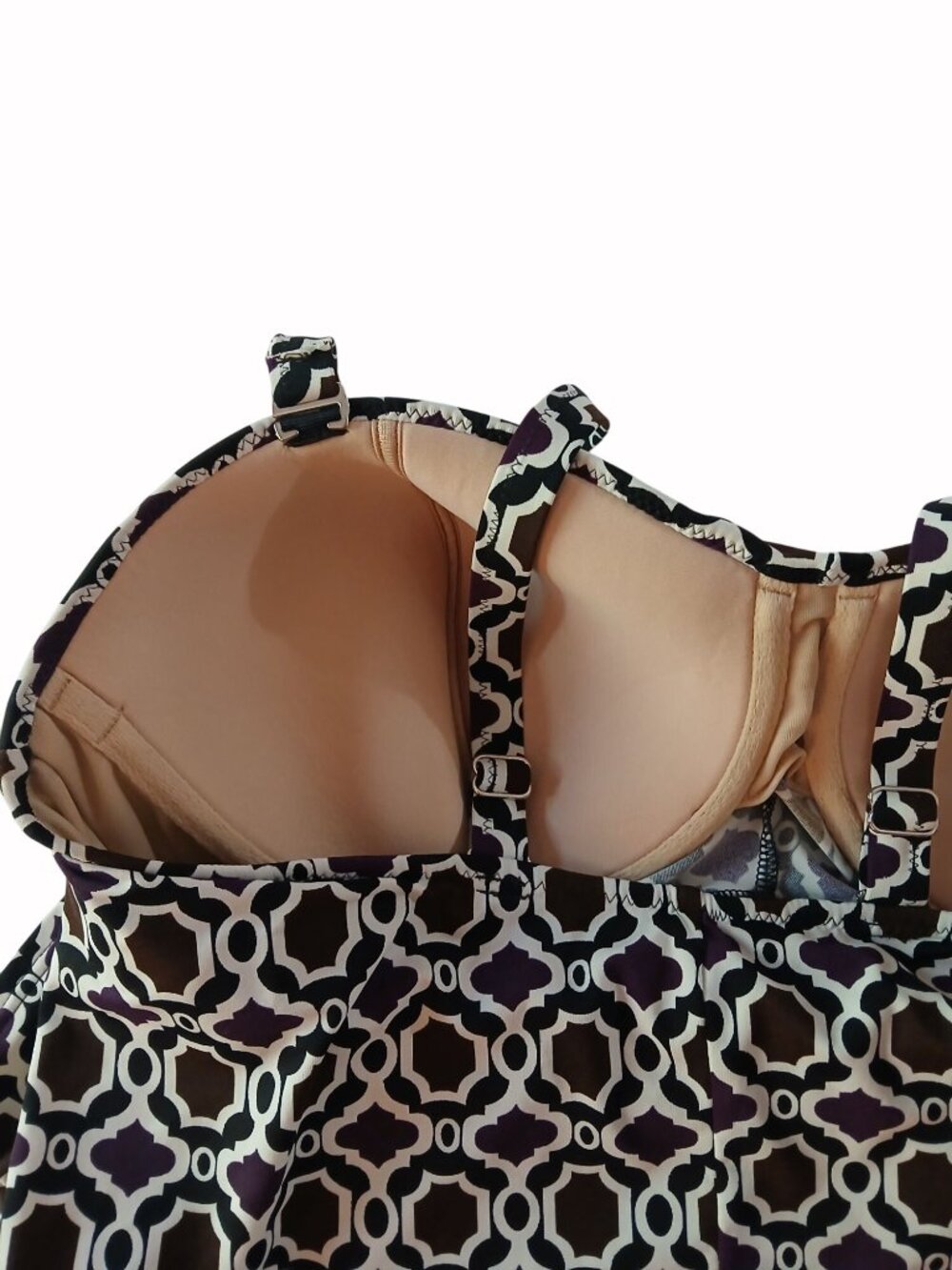 Lands End Top Tankini Swim Size 16 16W Surplice Bust Padded Shelf Bra Geometric - Picture 9 of 15